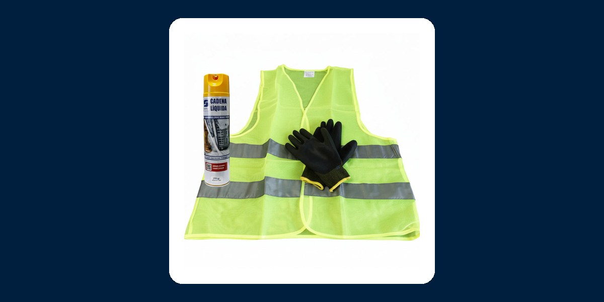 Chaleco Reflectante + Par de Guantes + Cadena Líquida Antideslizante