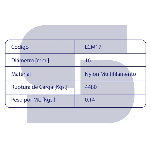 Metro Cordel Nylon Multifilamento - 16mm