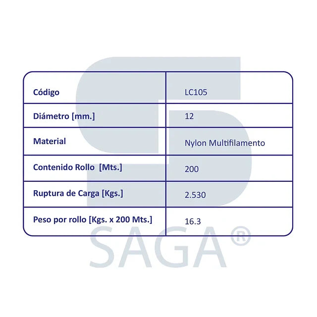 Cordel Nylon Multifilamento 200 Mts. - 16mm