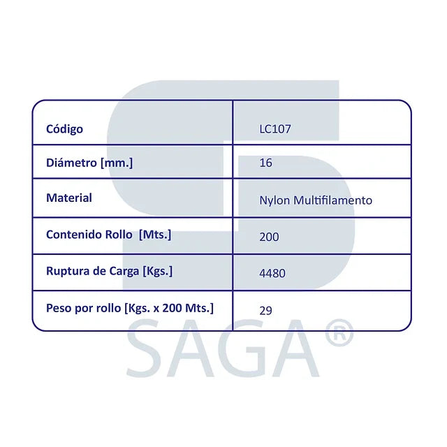 Cordel Nylon Multifilamento 200 Mts. - 10mm