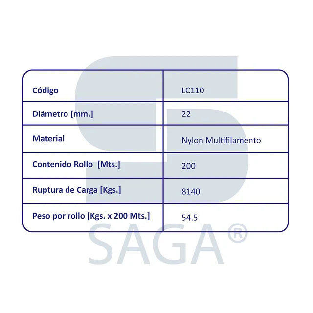 Cordel Nylon Multifilamento 200 Mts. - 10mm