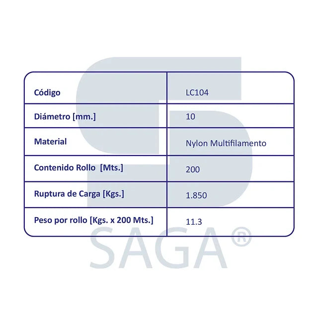Cordel Nylon Multifilamento 200 Mts. - 16mm