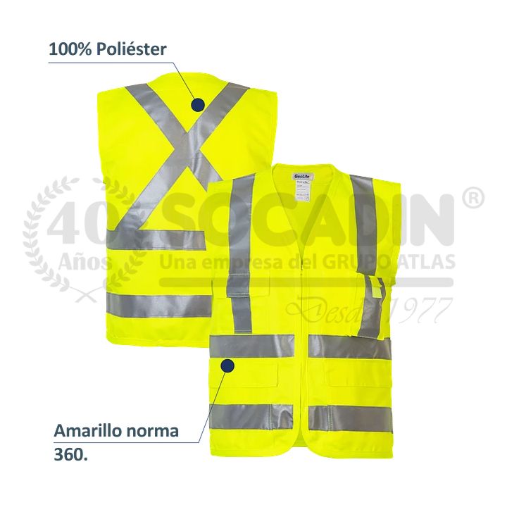 Chaleco Geólogo Poplin Amarillo Norma 360