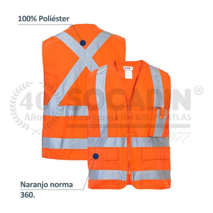 Chaleco Geólogo Poplin Naranjo Norma 360 - L