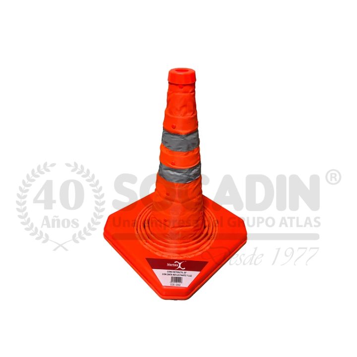 Cono Retractil 28" con Luz Roja