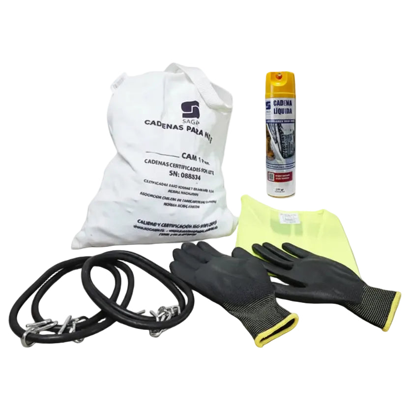 Kit cadenas para nieve con cadena liquida y guantes