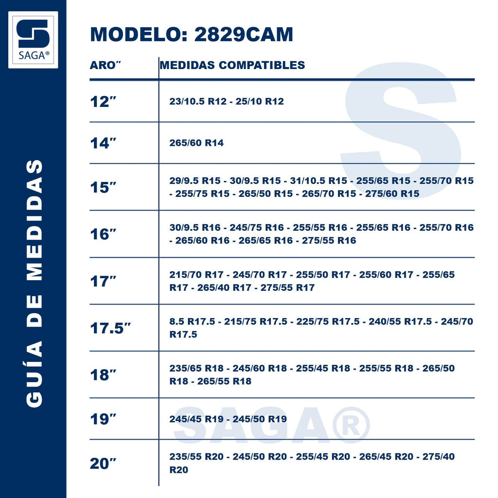 Guía de medidas 2829CAM