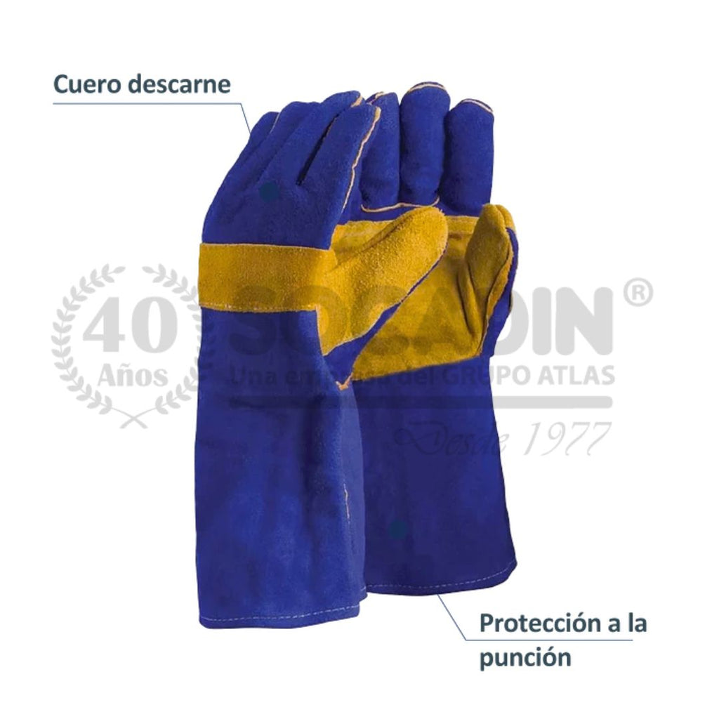 Par Guante Soldador Azul