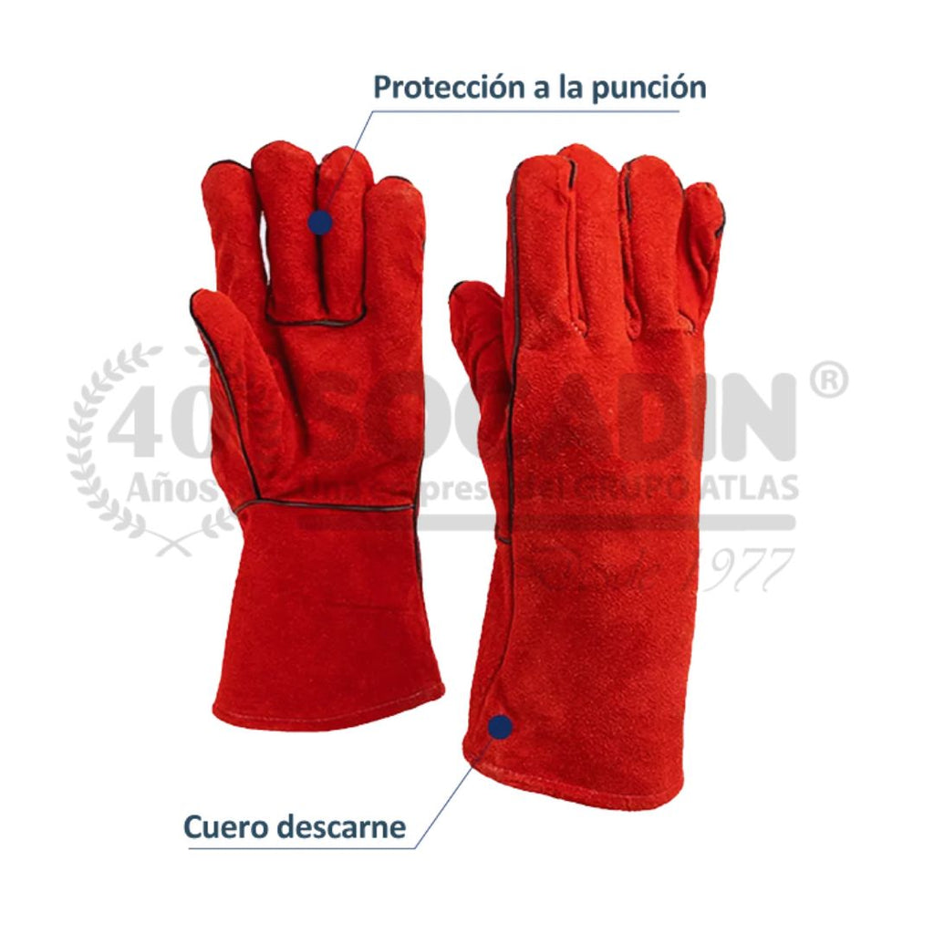 Par Guante Soldador Rojo