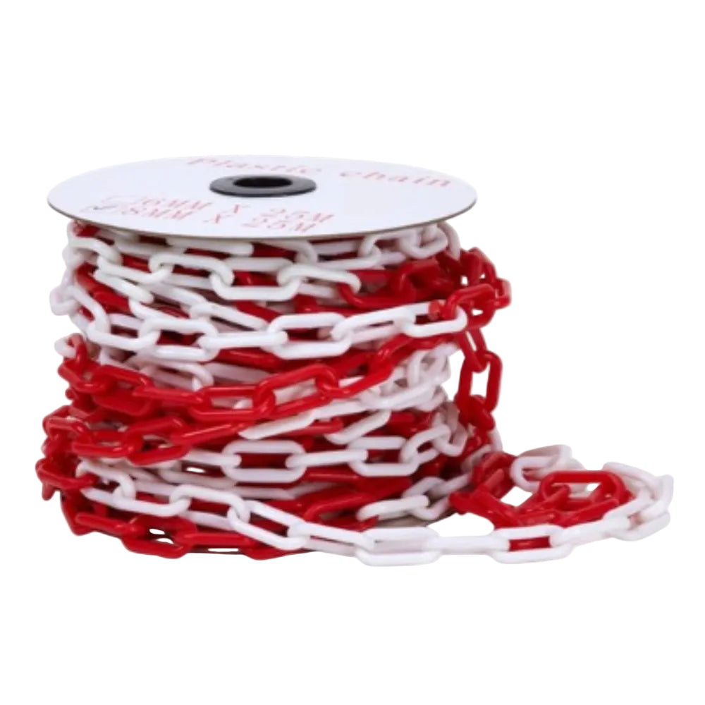 cadena plástica rojo blanco